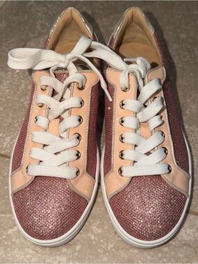 Vintage Christian Louboutin Seava Pink Glitter Sneakers | Size 37.5 | 2014